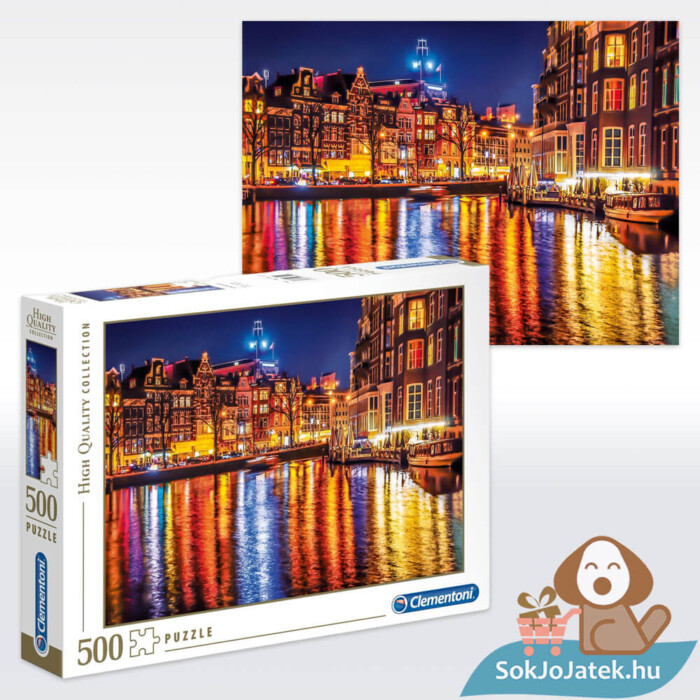 Amszterdam gyönyörű éjszakai fényei puzzle, 500 db (Clementoni 35037)