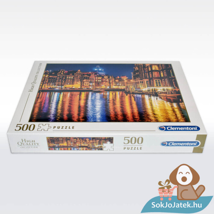 Amszterdam gyönyörű éjszakai fényei puzzle doboza fektetve, 500 db (Clementoni 35037)