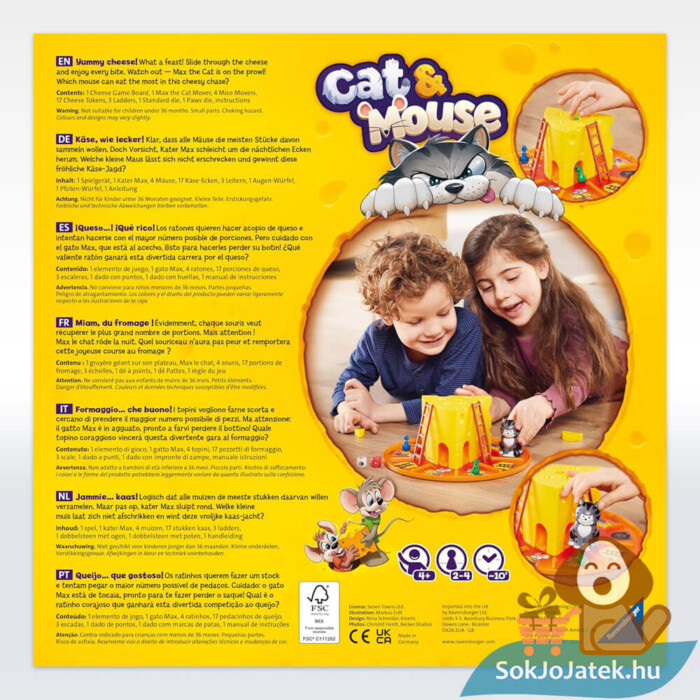 Cat & Mouse: Izgalmas macska-egér társasjáték doboza hátulról (Ravensburger)