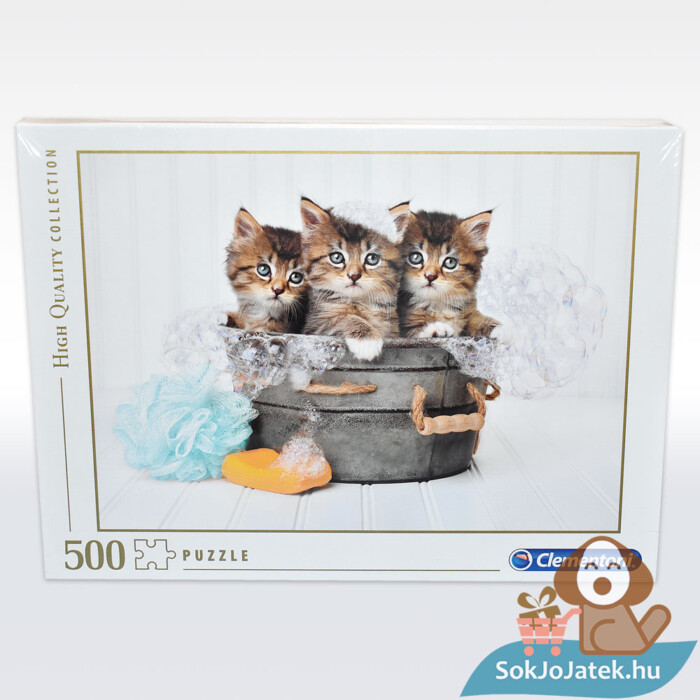 Cicamosdás puzzle doboza előről, 500 db (Clementoni 35065)