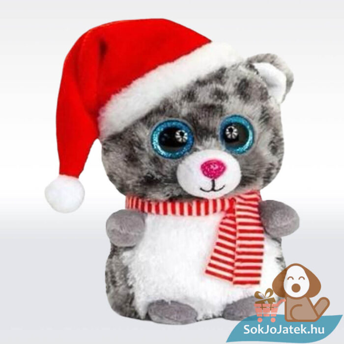Csillogó szemű karácsonyi plüss hóleopárd, 10 cm (Mini Motsu, Keel Toys)