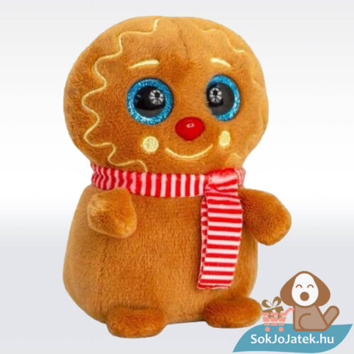 Csillogó szemű karácsonyi plüss mézeskalács, 10 cm (Mini Motsu, Keel Toys)