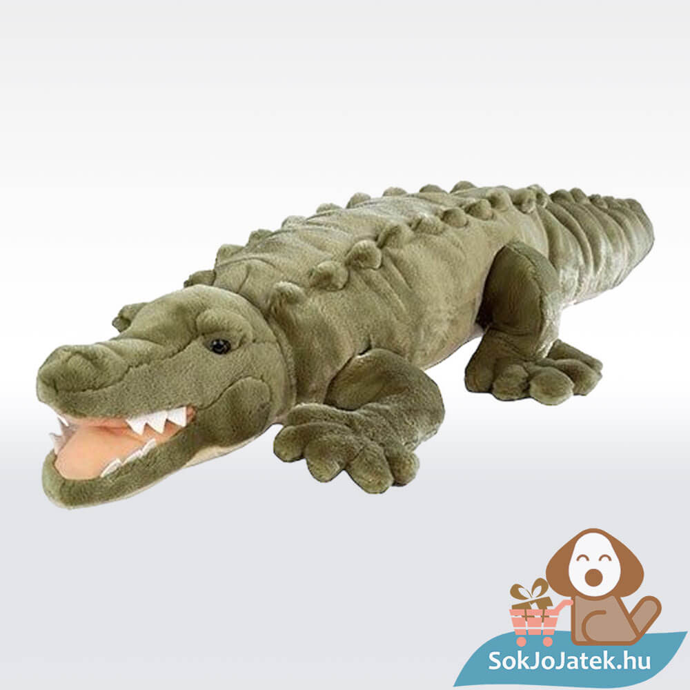 Élethű hatalmas, nyitott szájú plüss krokodil (76 cm)
