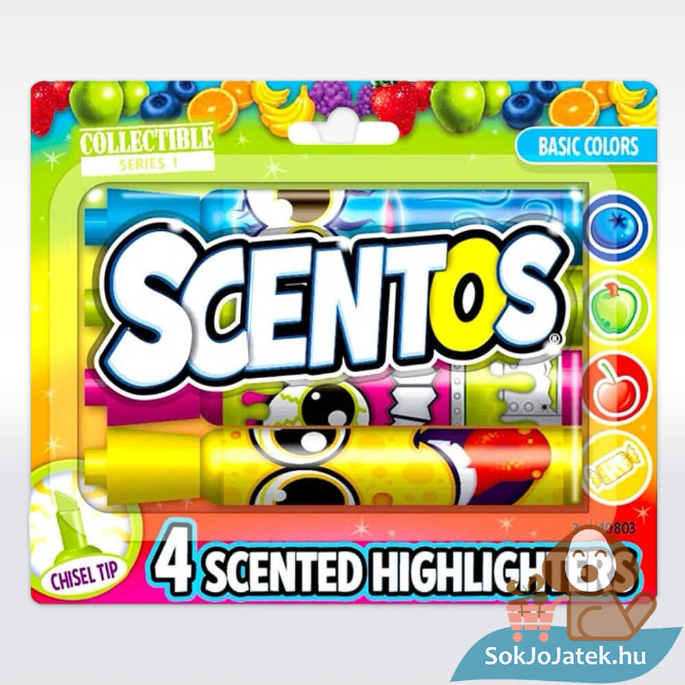 Illatos szövegkiemelő, 4 darabos, alapszínek (Scentos)
