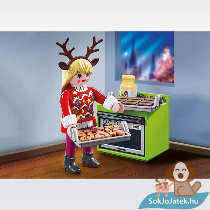 Karácsonyi pékség, ajándék sütemény kiszúróval (Playmobil 70877) játék közben