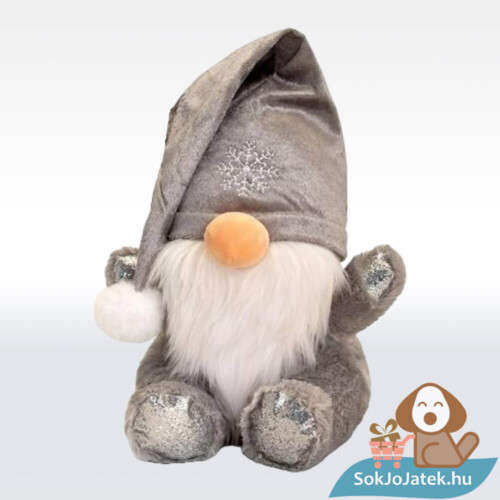 Karácsonyi plüss törpe ezüst színű ruhában, 15 cm (Animotsu)