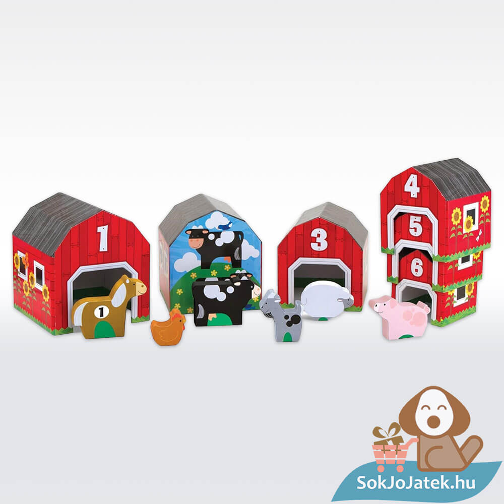 Ól soroló, párosító és rakosgató fejlesztő játék, 6 óllal és 6 állattal (Melissa & Doug)