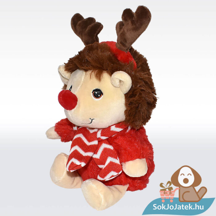 Plüss süni karácsonyi rénszarvas ruhában balról, 20 cm (Keel Toys)