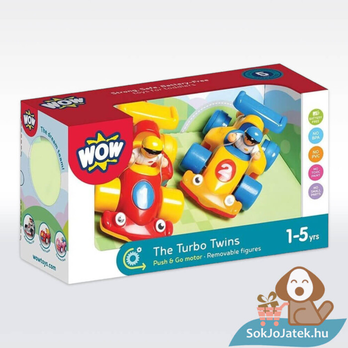 Turbó lendkerekes versenyautók (2 db) valósághű motorhanggal (Wow Toys)