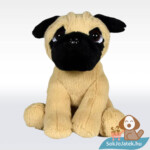 Ülő mopsz plüss kutya, világosbarna (16 cm)