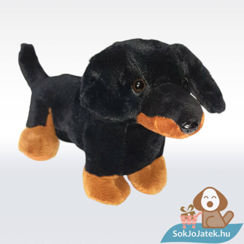 Barna fekete plüss tacskó kutya (25 cm)