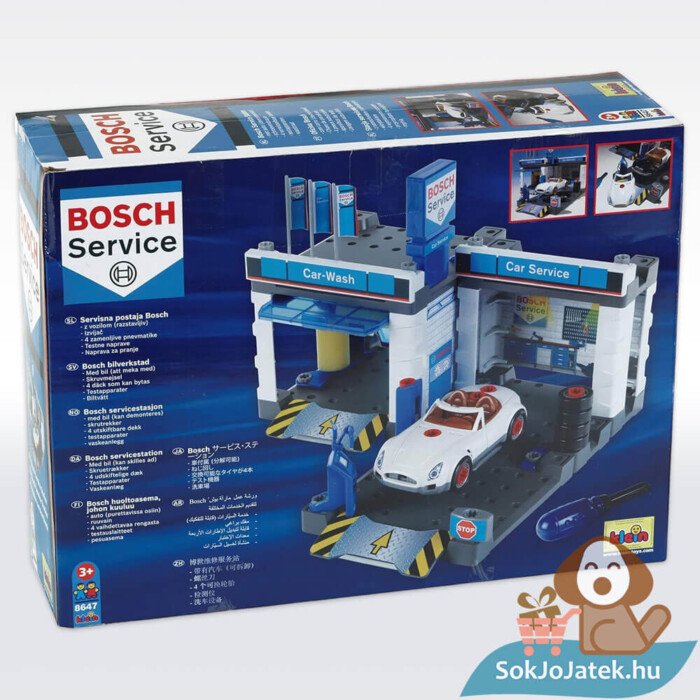 Bosch Service játék szerelőműhely autómosóval doboza (Klein 8647)