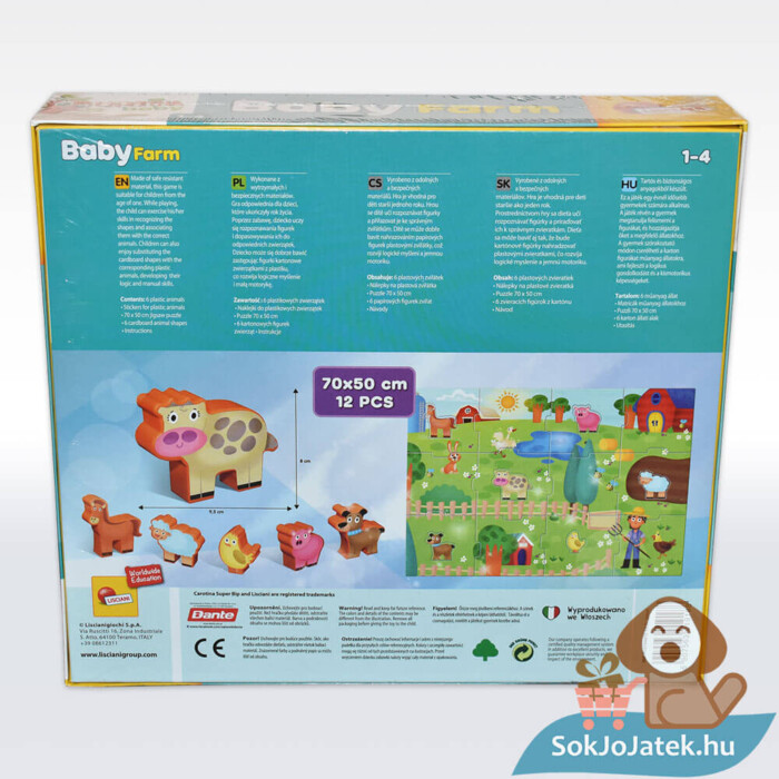 Carotina Baby: Baba farm puzzle doboza hátulról, 3D állatokkal