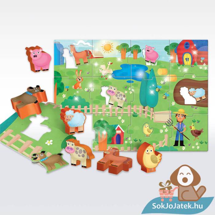 Carotina Baby: Baba farm puzzle tartalma, 3D állatokkal