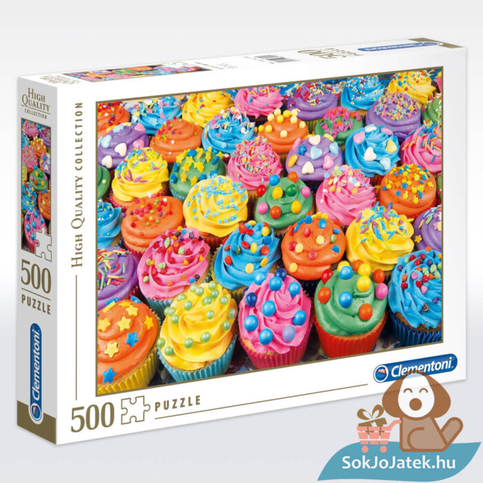 Cupcake puzzle doboza (színes sütik kirakó), 500 db (Clementoni 35057)
