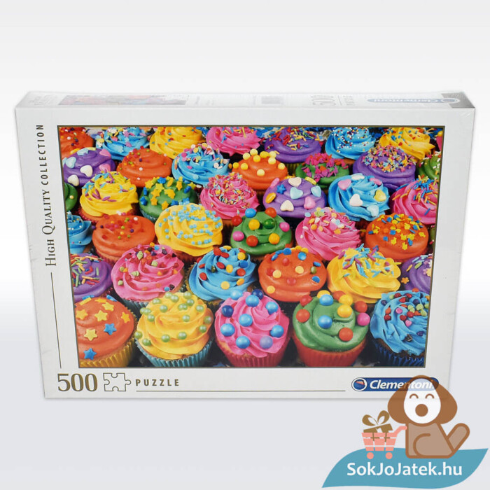 Cupcake puzzle doboza előről (színes sütik kirakó), 500 db (Clementoni 35057)