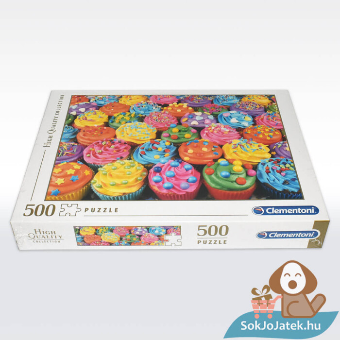 Cupcake puzzle doboza fektetve (színes sütik kirakó), 500 db (Clementoni 35057)