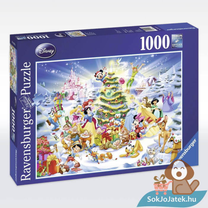 Disney karácsony a klasszikus mesehősökkel puzzle doboza oldalról, 1000 db-os (Ravensburger 19287)
