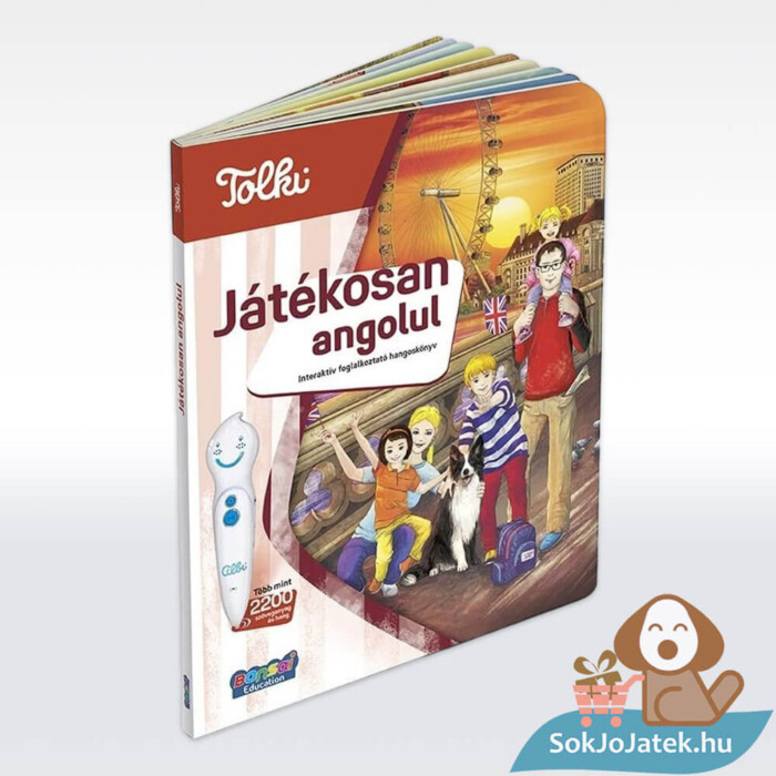 Tolki: Játékosan angolul, interaktív foglalkoztató könyv állítva oldalról