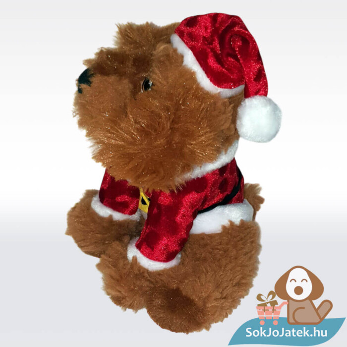Cockapoo plüss kutya télapó ruhában baloldalról, 20 cm (Keel Toys)