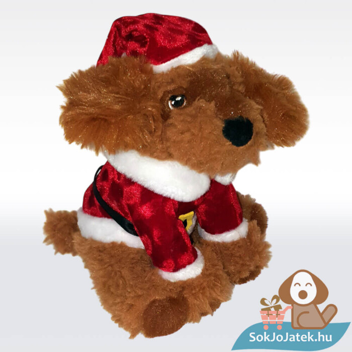Cockapoo plüss kutya télapó ruhában balról, 20 cm (Keel Toys)