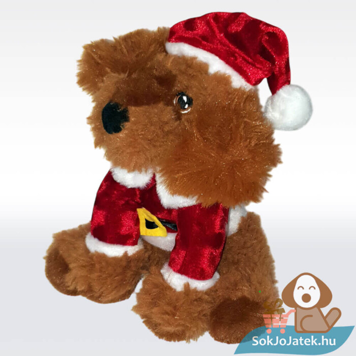 Cockapoo plüss kutya télapó ruhában jobbról, 20 cm (Keel Toys)