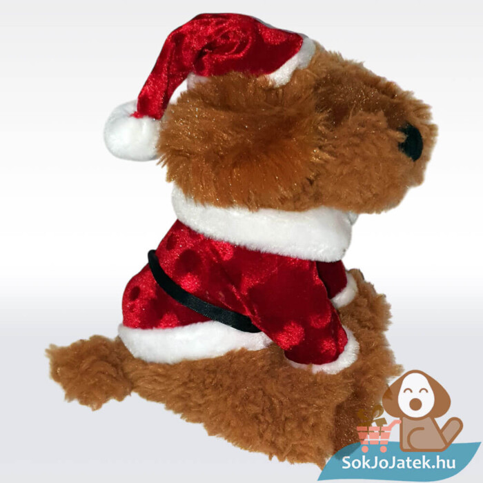 Cockapoo plüss kutya télapó ruhában oldalról, 20 cm (Keel Toys)