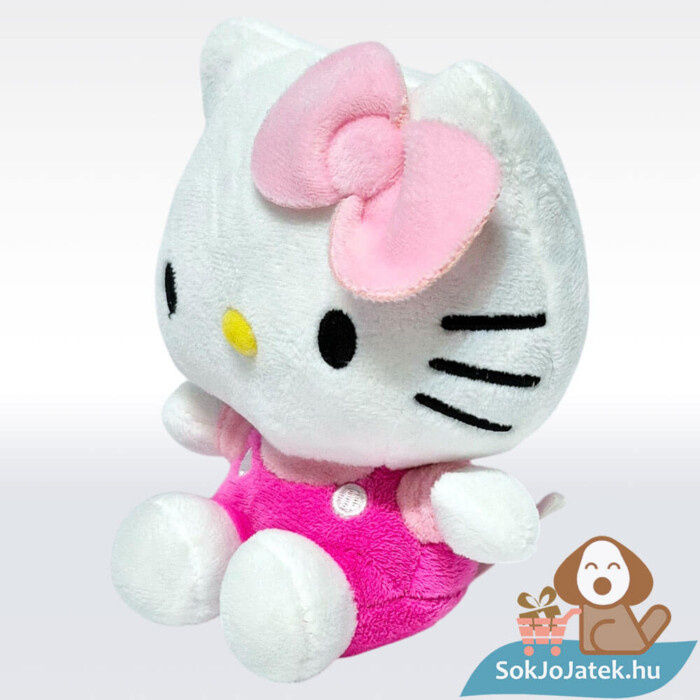 Hello Kitty plüss cica rózsaszín ruhában balról (14 cm)