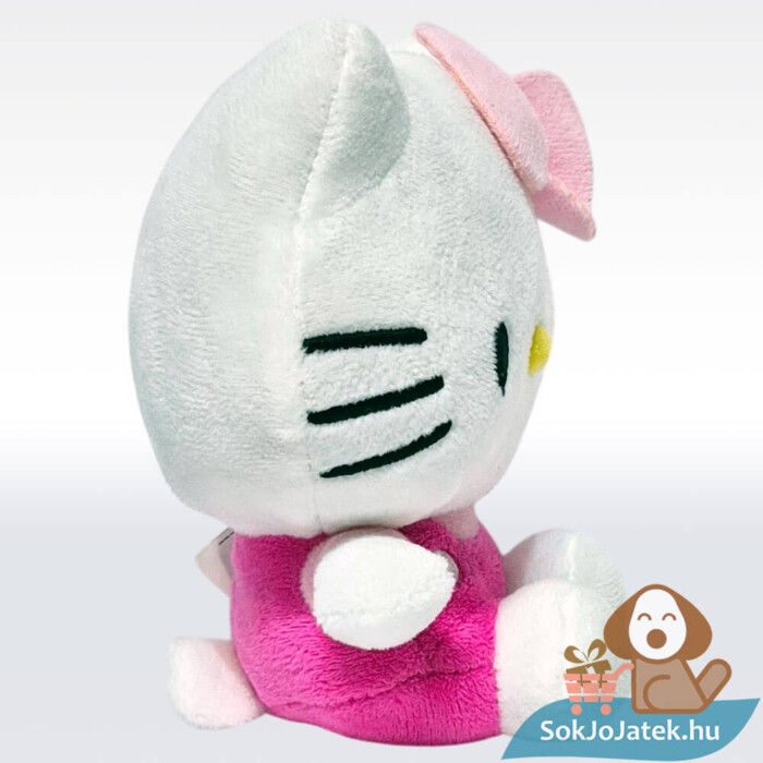 Hello Kitty plüss cica rózsaszín ruhában oldalról (14 cm)