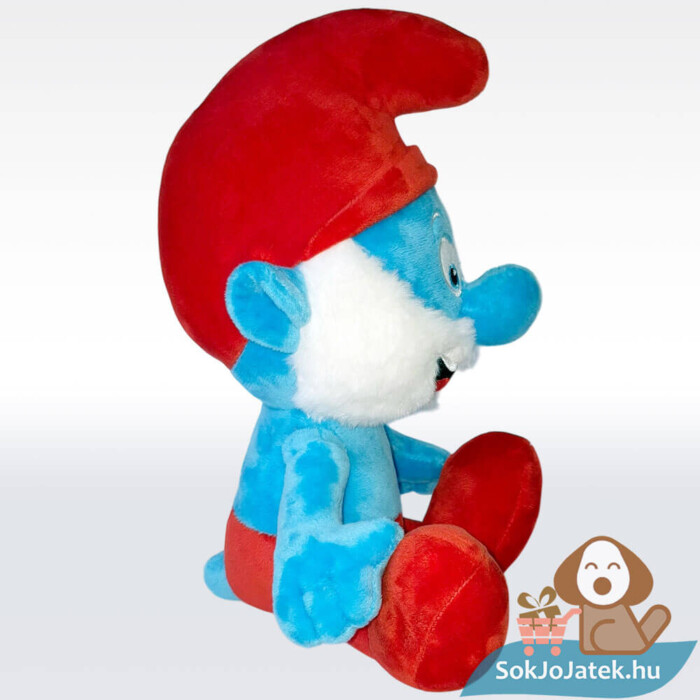 Hupikék törpikék: Törpapa, ülő plüss oldalról (28 cm)