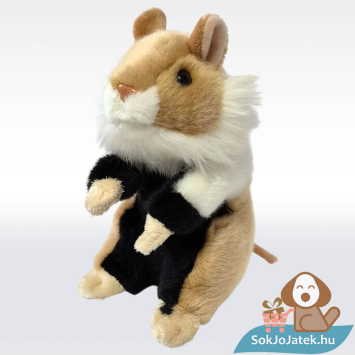 Élethű ülő plüss mezei hörcsög balról (18 cm)