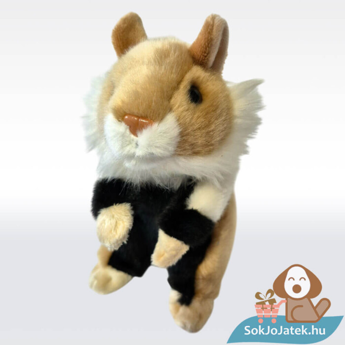 Élethű ülő plüss mezei hörcsög felülről (18 cm)