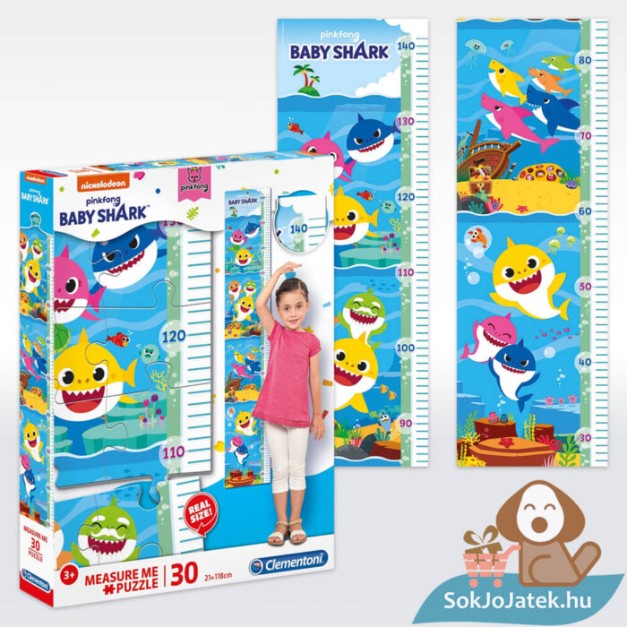 Baby Shark: Mérj meg! magasságmérő 30 db-os Clementoni puzzle (20340)