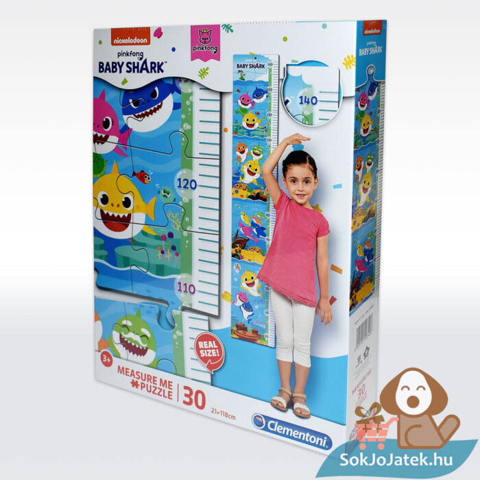 Baby Shark: Mérj meg! magasságmérő doboza balról 30 db-os Clementoni puzzle (20340)