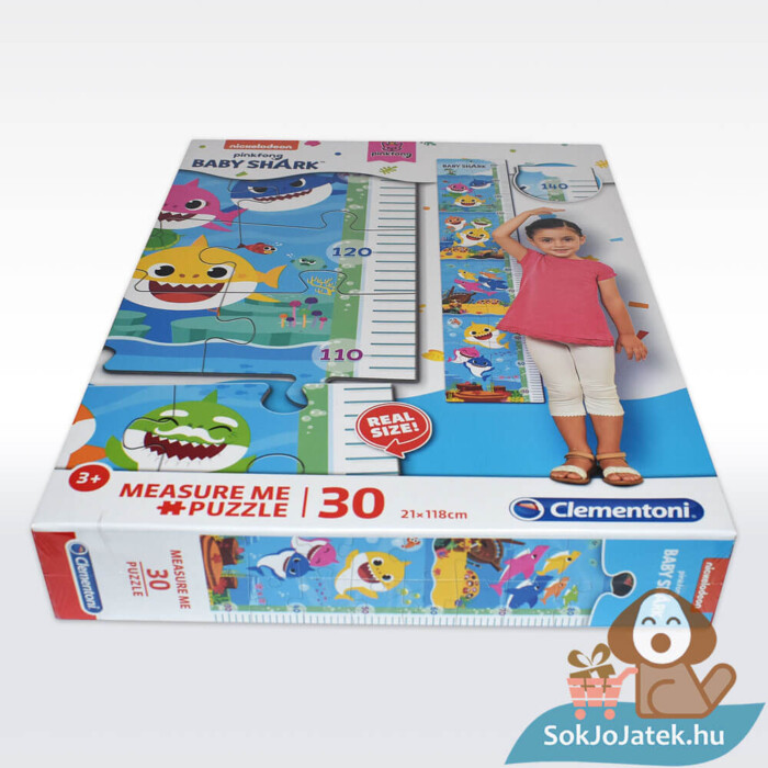 Baby Shark: Mérj meg! magasságmérő doboza fektetve 30 db-os Clementoni puzzle (20340)
