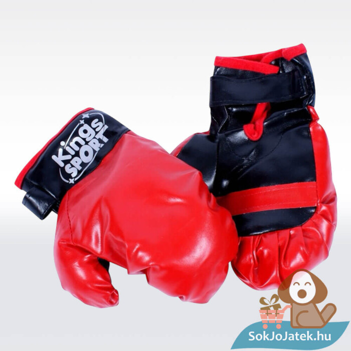 Boxkészlet: 82 cm-es piros-fekete bokszzsák piros bokszkesztyűje