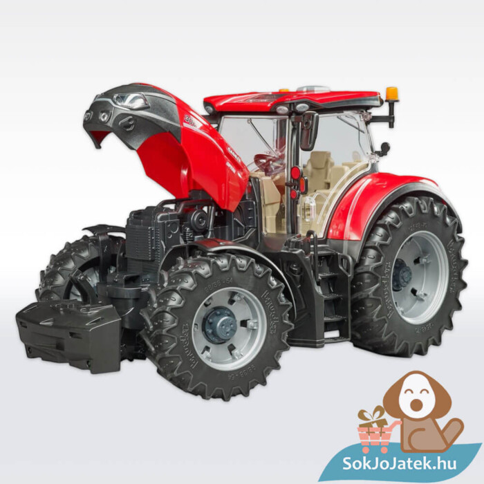 Case IH Optum 300 CVX piros játék traktor, felnyitható motorháztetővel, 34 cm (Bruder)
