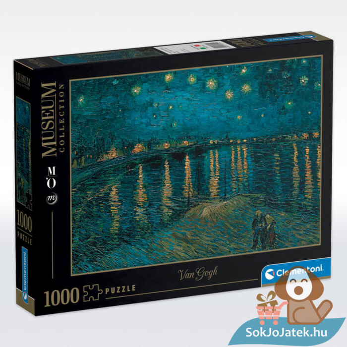Van Gogh: Csillagos éj a Rhône fölött (Starry Night) 1000 db-os puzzle doboza (Clementoni Museum Collection 39344)