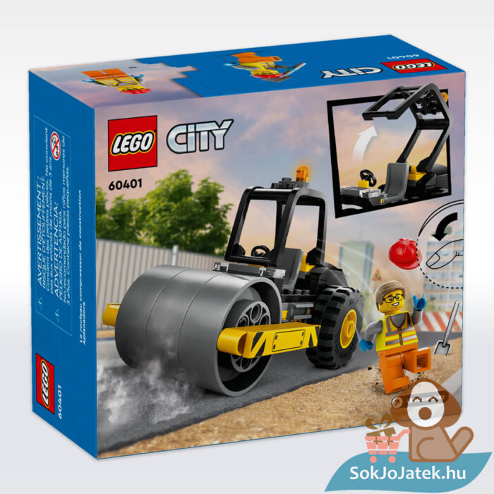 LEGO City 60401: Építőipari úthenger doboza, hátulról (Lego City: Great Vehicles)