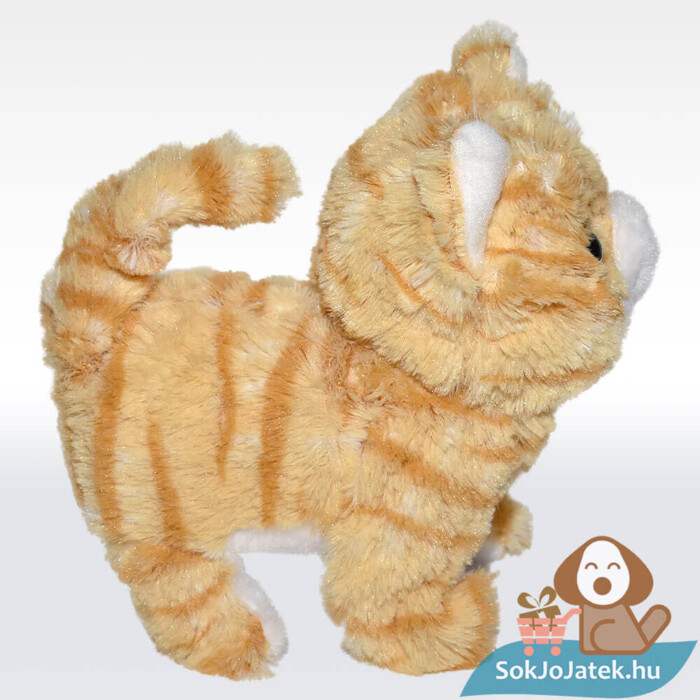 Füli, a sétáló, nyávogó skót lógófülű plüss cica oldalról (20 cm)