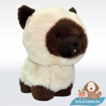 Álló barna-bézs színű sziámi plüss Teddy cica, 18 cm (Aurora)
