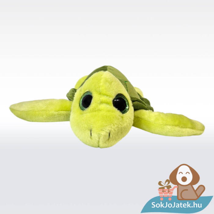 Csillogó szemű plüss teknős, előről (26 cm)