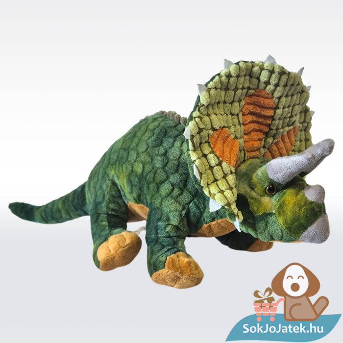 Élethű, átölelhető plüss triceratops dinoszaurusz, 38 cm (Semo)