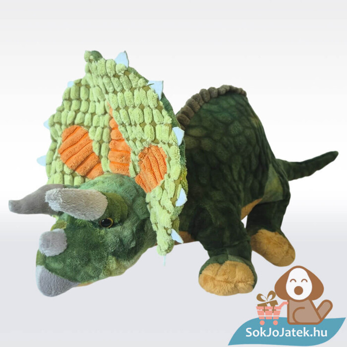 Élethű, átölelhető plüss triceratops dinoszaurusz balról, 38 cm (Semo)