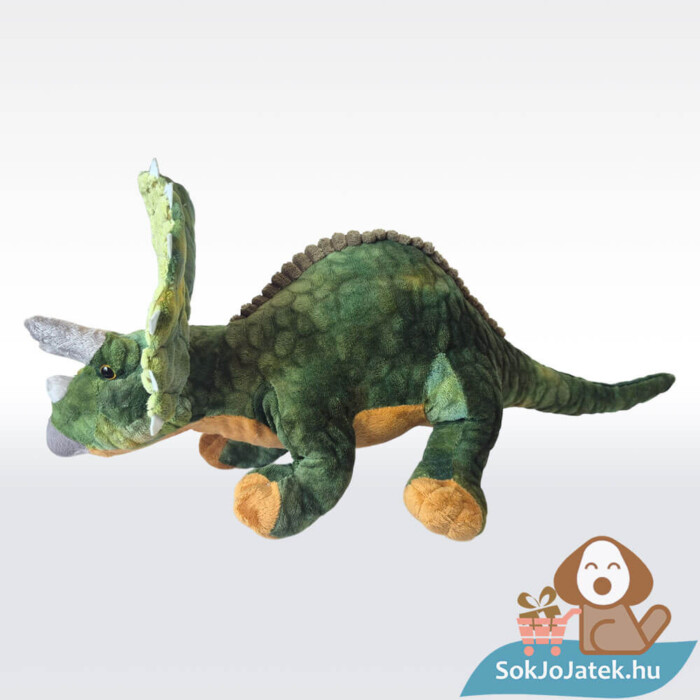 Élethű, átölelhető plüss triceratops dinoszaurusz oldalról, 38 cm (Semo)