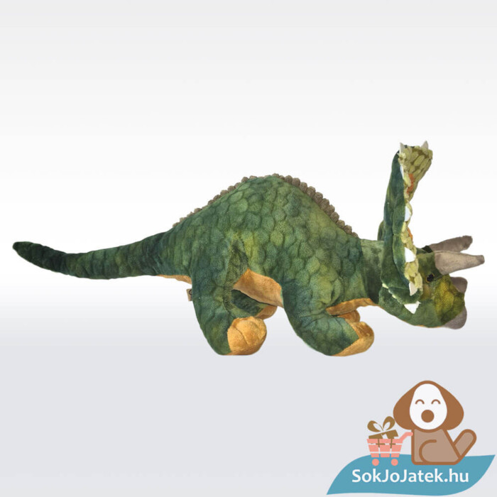 Élethű, átölelhető plüss triceratops dinoszaurusz oldalról, 38 cm (Semo)