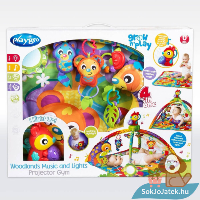 Erdős játszószőnyeg készségfejlesztő bébijáték fénnyel és hanggal doboza (Playgro)