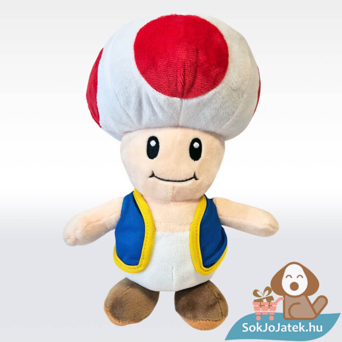 Kék mellényes Toad plüss, 30 cm (Super Mario)