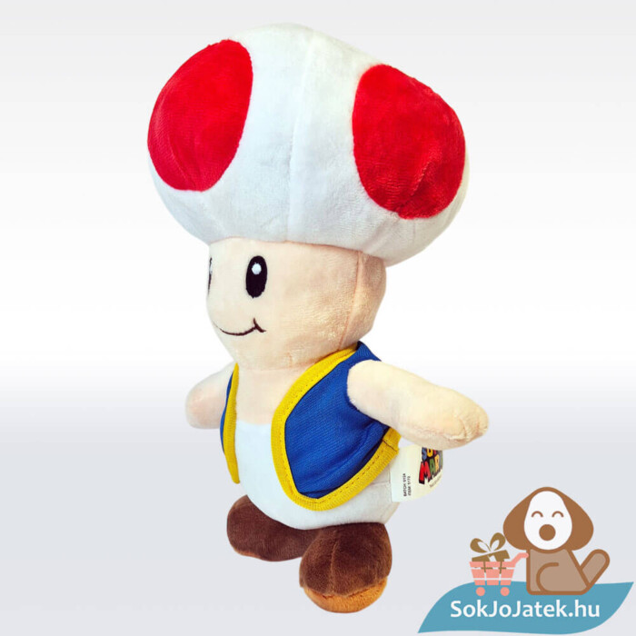 Kék mellényes Toad plüss, balról, 30 cm (Super Mario)