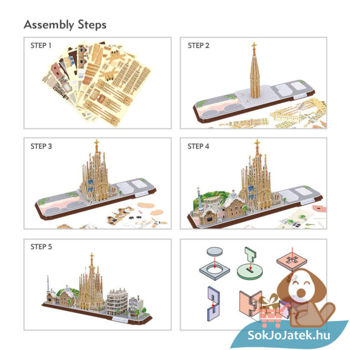 Barcelona: 186 db-os 3D puzzle lépései (CubicFun)